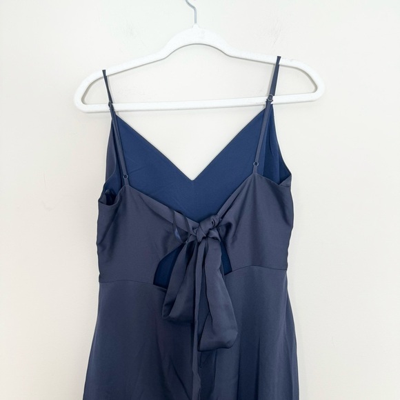 NWT Aqua Bloomingdale's Navy Pleated Vneck Gown Size 12 - Picture 5 of 7